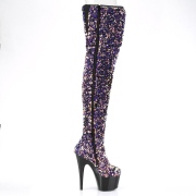 Purple Sequins 20 cm ADORE-3020 Exotic pole dance overknee boots