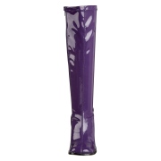 Purple boots block heel 7,5 cm - 70s years style hippie disco gogo under kneeboots patent leather