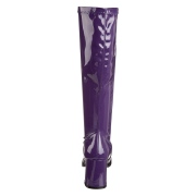 Purple boots block heel 7,5 cm - 70s years style hippie disco gogo under kneeboots patent leather