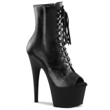 Real leather 18 cm ADORE-1021 Exotic platform peep toe ankle boots black
