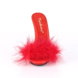 Red 13 cm POISE-501F Marabou Feathers Mules Shoes