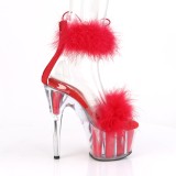 Red 18 cm ADORE-724F exotic pole dance high heel sandals with feathers