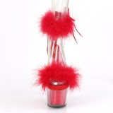 Red 18 cm ADORE-724F exotic pole dance high heel sandals with feathers