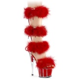Red 18 cm ADORE-728F exotic pole dance high heel sandals with feathers