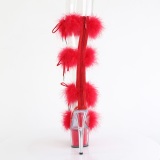 Red 18 cm ADORE-728F exotic pole dance high heel sandals with feathers