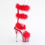 Red 18 cm ADORE-728F exotic pole dance high heel sandals with feathers