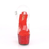 Red 18 cm BEJEWELED-708DM rhinestone platform high heels