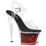 Red 18 cm SKY-308WHG glitter platform high heels shoes