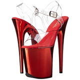 Red 20 cm FLAMINGO-808 Chrome Platform High Heels