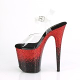 Red 20 cm FLAMINGO-808SS glitter platform high heels shoes