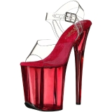 Red 20 cm FLAMINGO-808T Acrylic Platform High Heeled Sandal