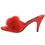 Red 8 cm AMOUR-03 Marabou Feathers Mules Shoes