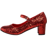 Red Glitter 5 cm SCHOOLGIRL-50G Pumps Mary Jane