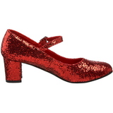 Red Glitter 5 cm SCHOOLGIRL-50G Pumps Mary Jane