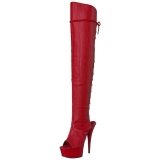 Red Leatherette 15 cm DELIGHT-3019 Platform Thigh High Boots
