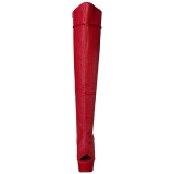 Red Leatherette 15 cm DELIGHT-3019 Platform Thigh High Boots