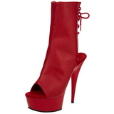 Red Matte 15 cm DELIGHT-1018 Platform Ankle Calf Boots