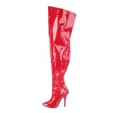 Red Patent 13 cm SEDUCE-3000WC thigh high stretch overknee boots with wide calf