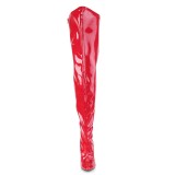Red Patent 13 cm thigh high stretch overknee boots with wide calf for men