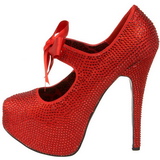 Red Rhinestone 14,5 cm Burlesque TEEZE-04R Platform Pumps Women Shoes