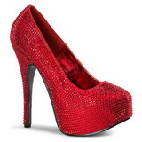 Red Rhinestone 14,5 cm Burlesque TEEZE-06R Platform Pumps Women Shoes
