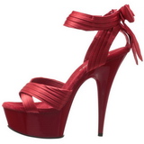 Red Satin 15 cm DELIGHT-668 High Heeled Evening Sandals