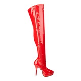 Red Shiny 13,5 cm INDULGE-3000 Platform Over Knee Boots