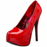 Red Shiny 14,5 cm Burlesque BORDELLO TEEZE-06 Platform Pumps