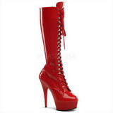 Red Shiny 15,5 cm DELIGHT-2023 Platform Knee Boots