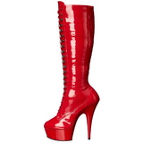 Red Shiny 15,5 cm DELIGHT-2023 Platform Knee Boots