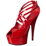 Red Shiny 15 cm Pleaser DELIGHT-612 Platform Pumps