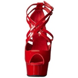 Red Shiny 15 cm Pleaser DELIGHT-612 Platform Pumps