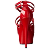 Red Shiny 15 cm Pleaser DELIGHT-612 Platform Pumps