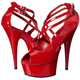 Red Shiny 15 cm Pleaser DELIGHT-612 Platform Pumps