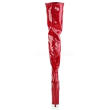 Red Shiny 23 cm PLEASER INFINITY-4000 Platform Over Knee Boots