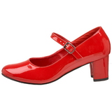 Red Shiny 5 cm SCHOOLGIRL-50 Low Heeled Classic Pumps Shoes