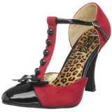 Red Suede 10 cm SMITTEN-10 Rockabilly Pumps with low heels