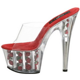 Red Transparent 18 cm ADORE-701FL Platform High Mules