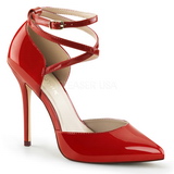 Red Varnish 13 cm AMUSE-25 High Heeled Evening Pumps Shoes
