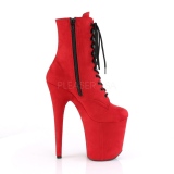 Red faux suede 20 cm FLAMINGO-1020FS Pole dancing ankle boots