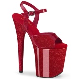 Red high heels 20 cm FLAMINGO-809GP glitter platform high heels