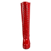 Red platform boots lace up patent 13 cm - 70s years hippie disco gogo kneeboots