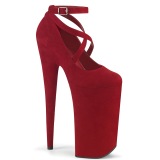 Red vegan suede 25,5 cm BEYOND-087FS extrem platform high heels pumps