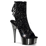 Rhinestone 16 cm Pleaser DELIGHT-1018RS Chrome Platform Ankle Calf Boots