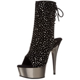 Rhinestone 16 cm Pleaser DELIGHT-1018RS Chrome Platform Ankle Calf Boots