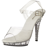 Rhinestone Silver 13 cm Fabulicious LIP-108SDT High Heels Platform