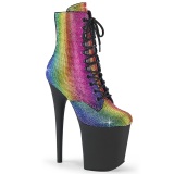 Rhinestones ankle boots platform 20 cm FLAMINGO-1020RS2 pleaser high heels ankle boots