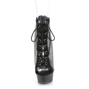 Rhinestones mesh fabric 15 cm DELIGHT lace up ankle boots in black