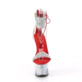 Rode 18 cm SKY-327RSI pleaser hoge hakken met strass enkel manchet