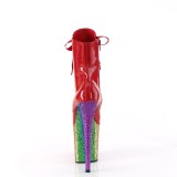 Rode 20 cm FLAMINGO-1020HG glitter exotic hakken - pole dance enkellaarsjes